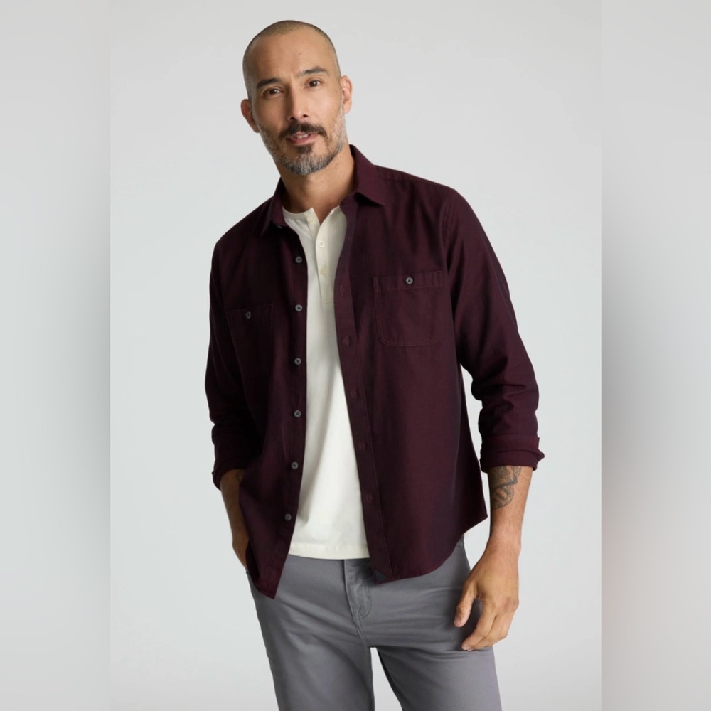 UNTUCKit Hemsworth Herringbone Shirt | Maroon | Size XLarge